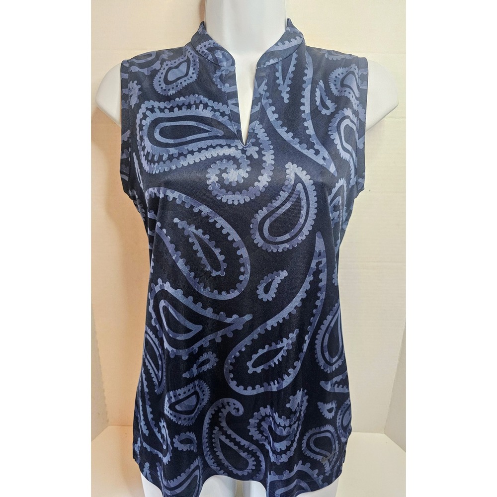 Nike Dri-FIT Victory Golf Polo Sleeveless Obsidian Paisley Print SZ XS‎